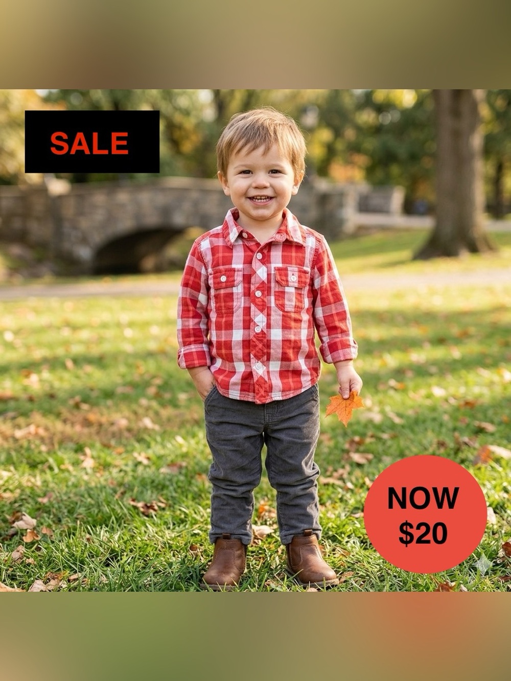 Joe Fresh Baby Red & White Plaid Long Sleeve Button Down 6-12M EUC